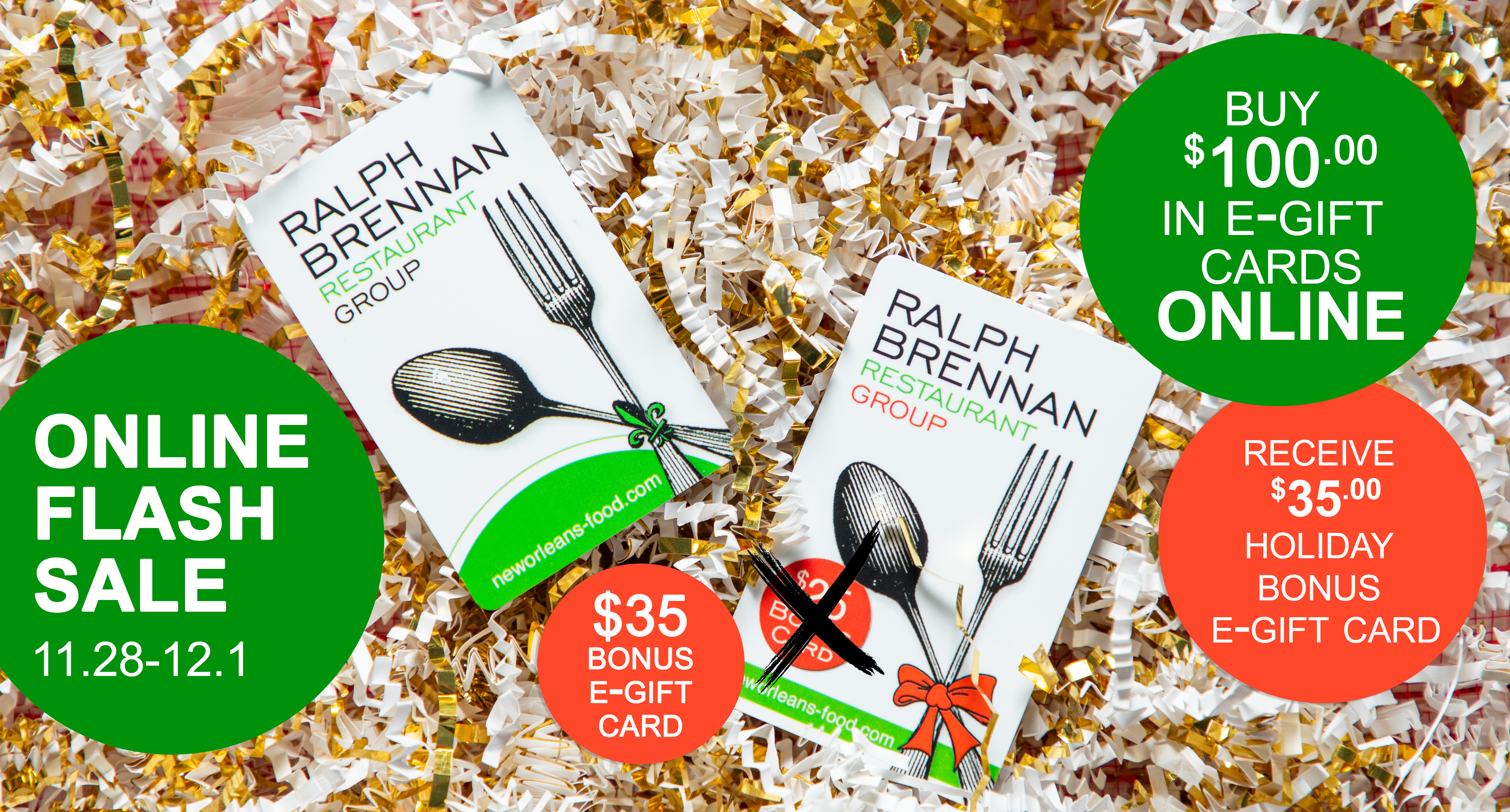 Buy $100 in E-Gift Cards ONLINE, Receive a $35 Bonus E-Gift Card!