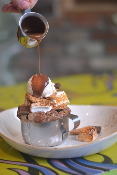 S'mores Style Double Chocolate Bread Pudding