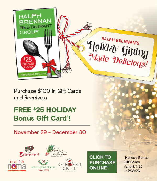 Buy $100 in Gift Cards, Receive a $25 Holiday Bonus Card!